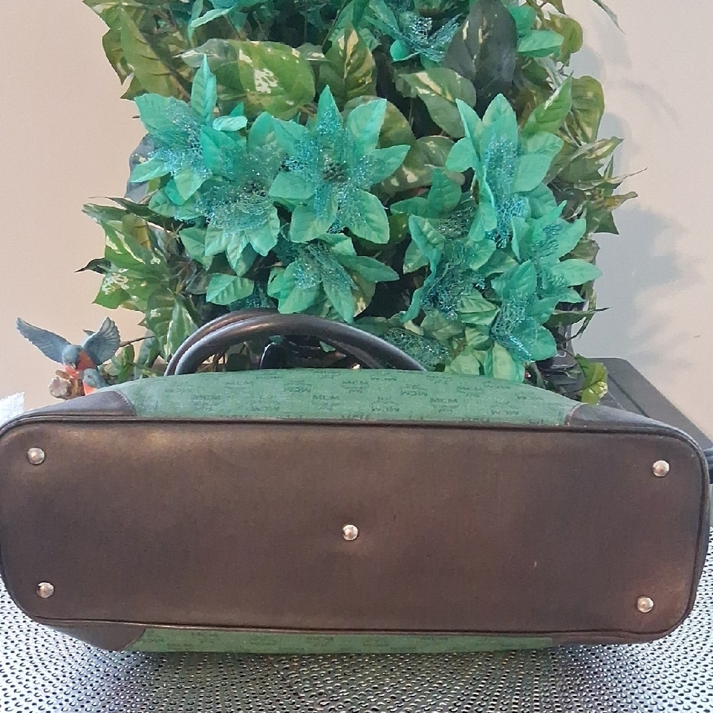 MCM Vintage Green and Brown Satchel - Picture 4 of 9